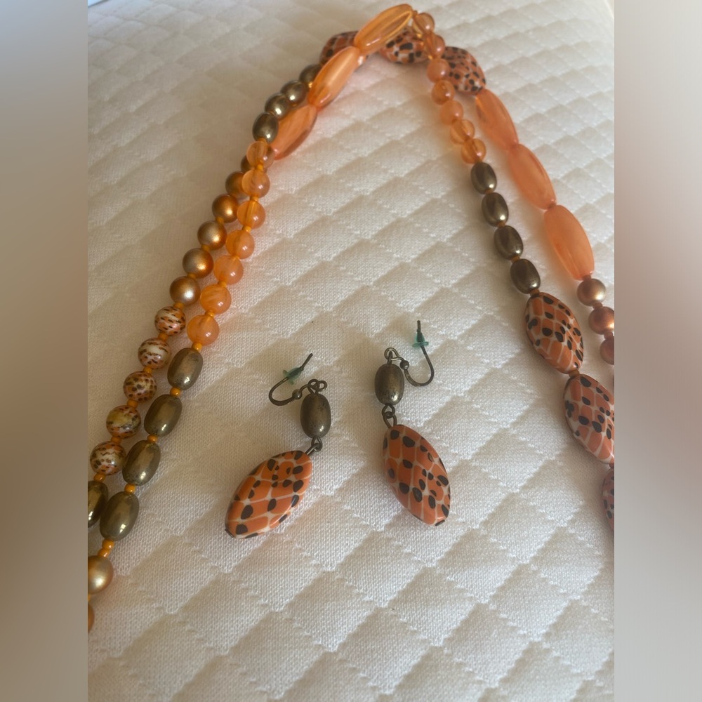 Orange & black earrings & necklace